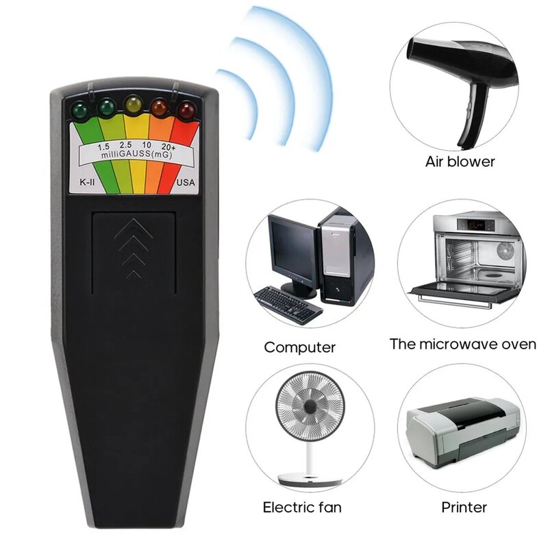 K2 디지털 전자기장 방사선 테스터, 휴대용 EMF 계량기 탐지기, 고스트 헌팅 개인 안전용, 5 LED 가우스