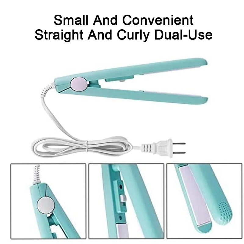 Portable Mini Hair Straightener Flat Iron Hair Curler For Men Women Short Hair Wave Hairstyling Dual Voltage Straightening Irons