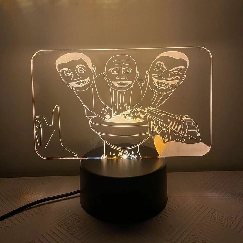 Titans Tv Man Skibidi Toilet 3D lampu malam Speakerman Titans pria CameraMan jam bor pria Vs untuk hadiah ulang tahun anak-anak