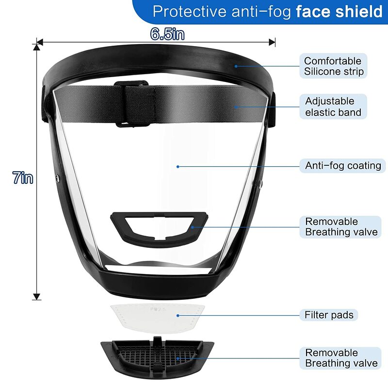 Maschera di protezione per visiera integrale protezione per il viso da lavoro trasparente visiera per il viso riscaldamento protettivo per esterni utensili da cucina per la casa