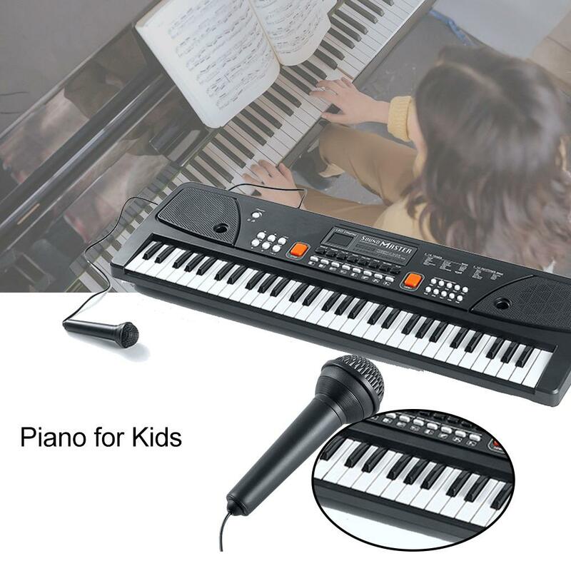 เปียโนเปียโนอิเล็กทรอนิกส์ของเล่นเด็กพร้อมไมโครโฟนของขวัญความสามารถปริศนาร้องเพลง-ฟังก์ชันปรับปรุงเพลงประสานหลาย Q1V7
