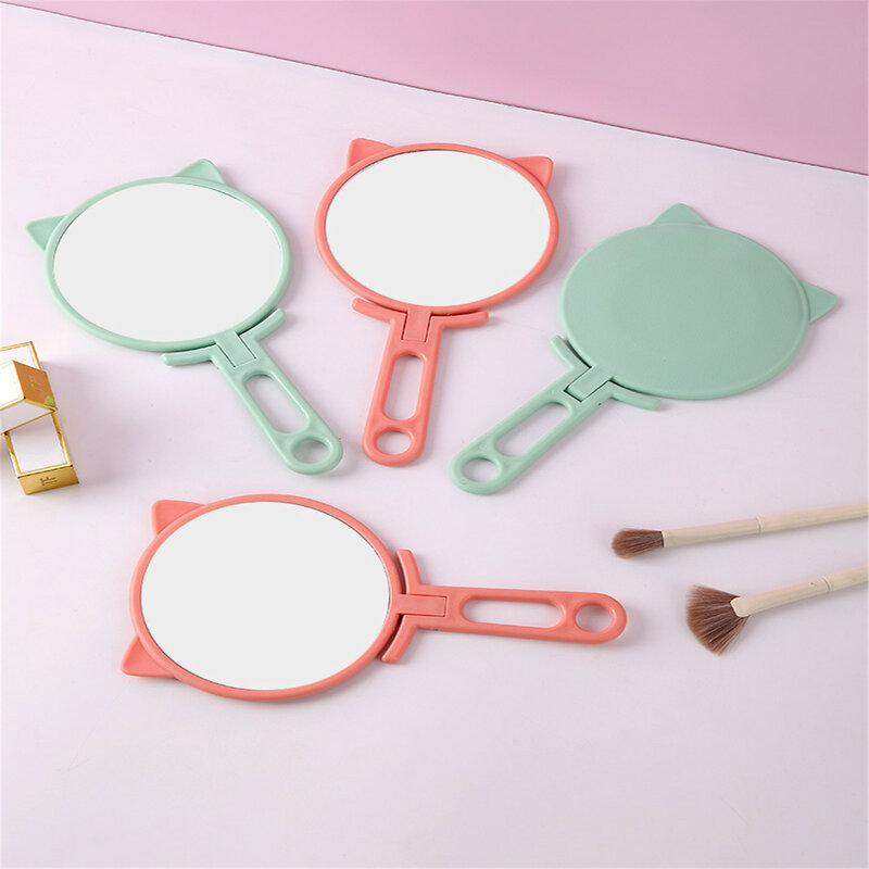Handheld Makeup Mirror High Appearance Portable Travel Mirror  Folding Handle Makeup Mirror Student Dormitory Small Mirror