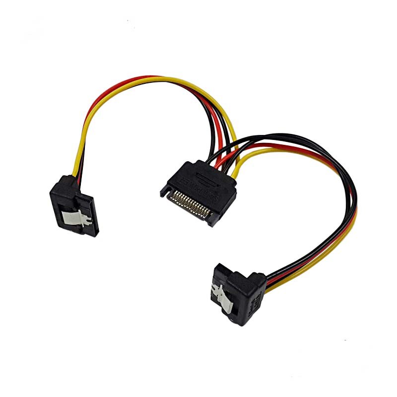 2pcs 15cm 15 pin male to female straight head elbow one to two computer hard disk connecting cable power cord