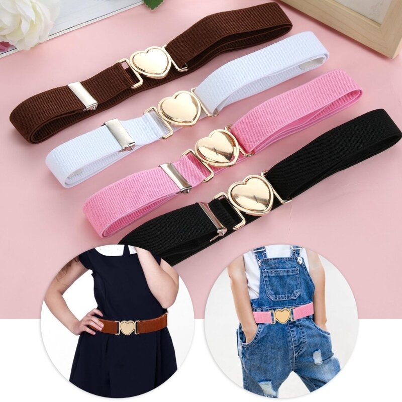 Cinturón elástico para niña pequeña, faja moldeadora delgada, cinturón ajustable con hebilla corazón, accesorios para cintura