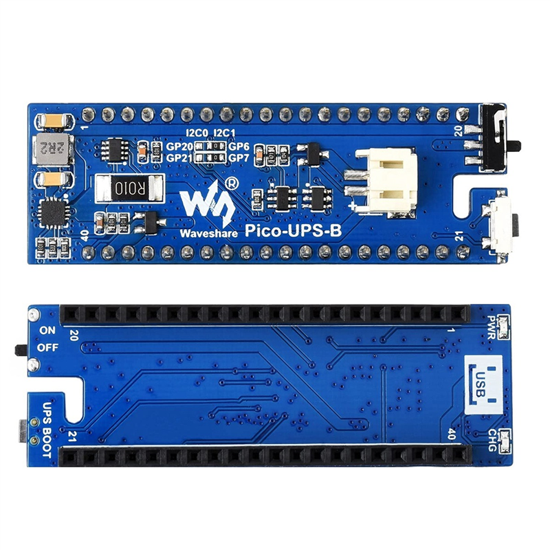 Waveshare UPS Módulo B para Raspberry Pi Pico Board, Bateria de Monitoramento de Alimentação Ininterrupta Via I2C Bus, Design Empilhável