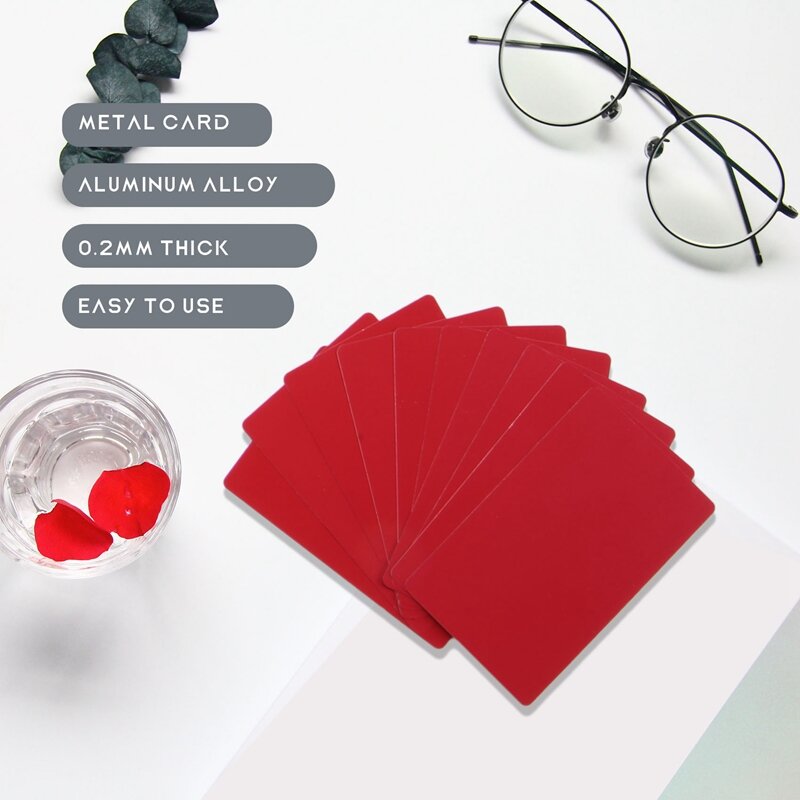 100 шт., алюминиевые гравировальные металлические карточки для визиток в деловом стиле, толщина 0,2 мм