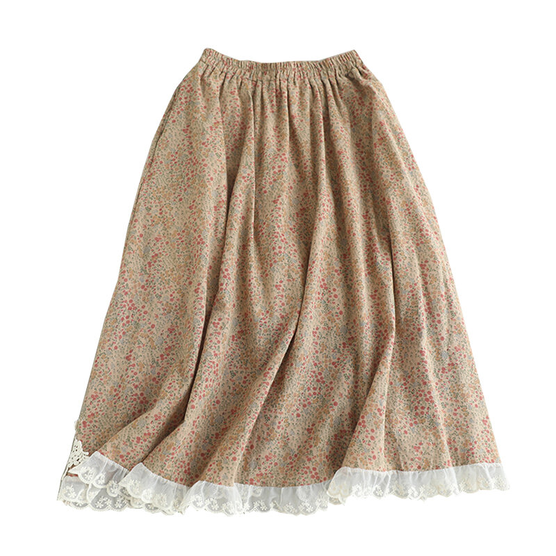 Summer Sweet Embroidery Spliced Floral Skirt Women Elastic Waist Casual Skirts WH0425-41029