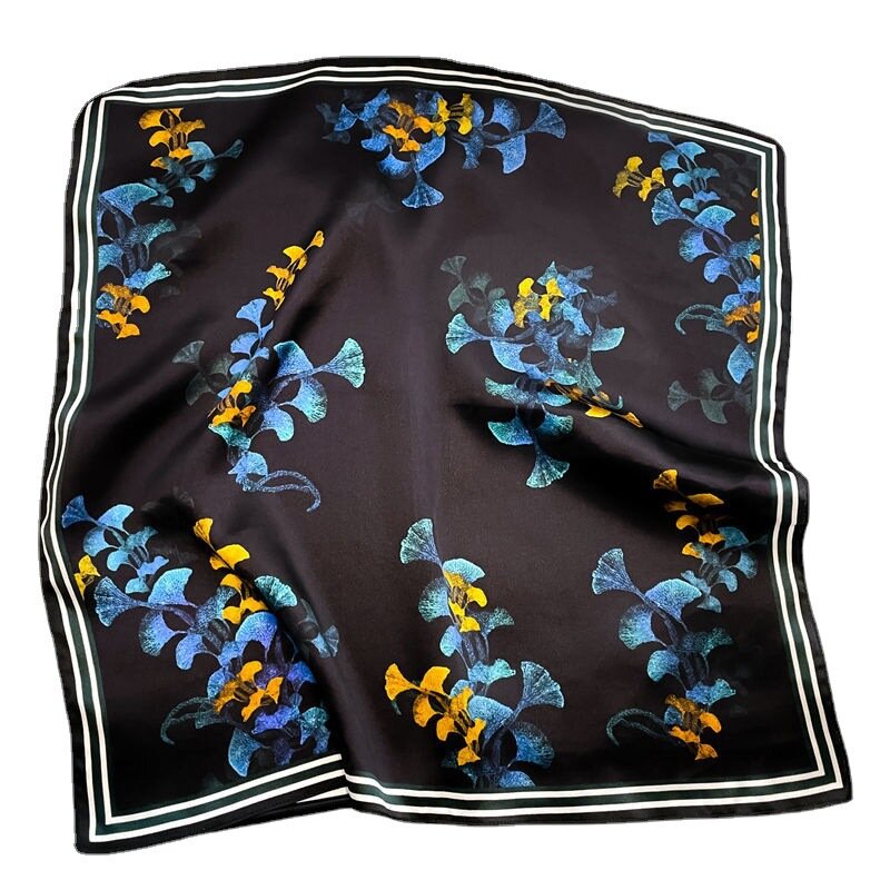 100% lenço de seda impressão luxo quadrado protetor solar xales moda cachecóis nova listra pequeno lenço quatro estações popular headcloth