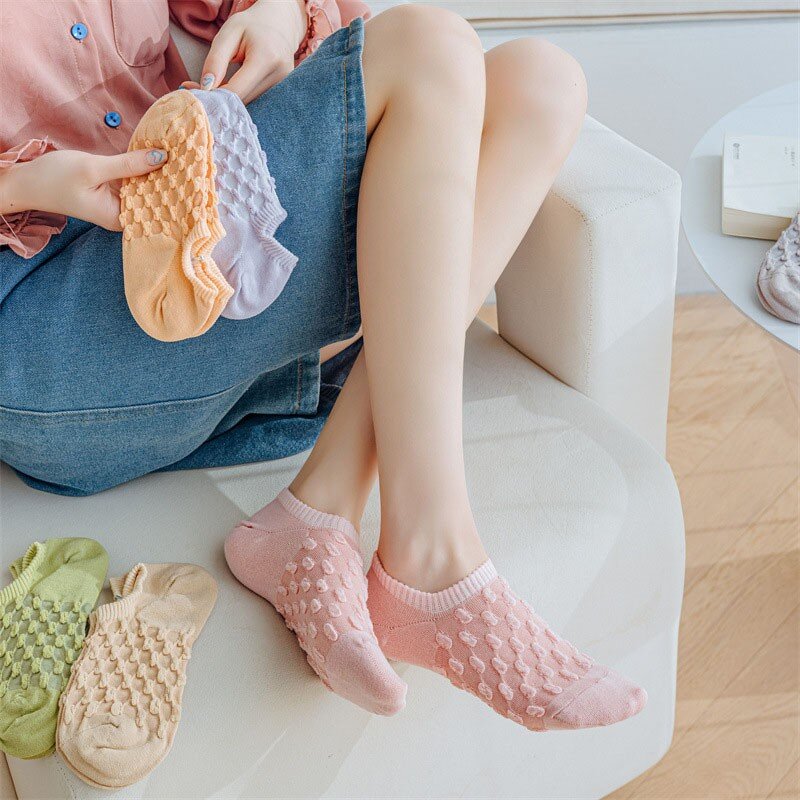 Women Boat Socks Simple Mesh Comfortable Breathable Fashion Trend Japanese Kawaii Academy Style Series Ladies Cotton Socks G106