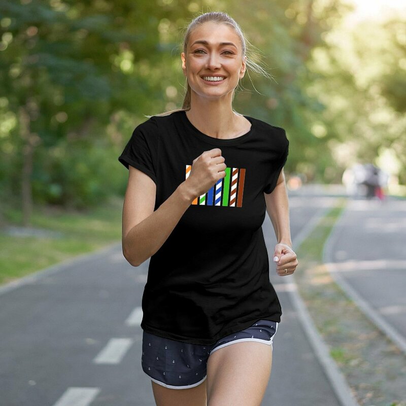 T-shirt Ethernet para mulher, roupa gira