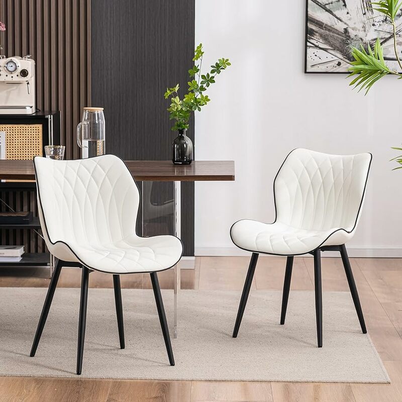 YOUNIKE Dining Chairs Set of 2, Upholstered Faux Leather Kitchen & Dining Room Chairs, Mid Century Modern Living Room Bedroom