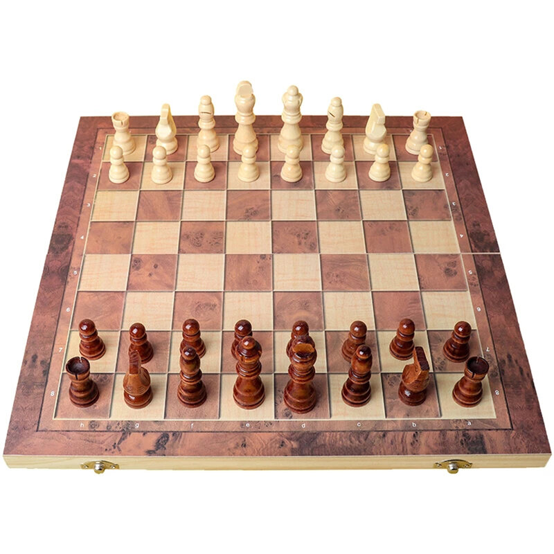 قطع شطرنج خشبية دولية ، مريحة للتخزين والحمل ، قطع شطرنج أنيقة ، 3 في 1