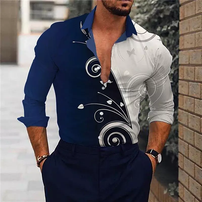 2023 spring and summer new men's casual shirt super cool funny combination fashion outdoor soft and comfortable fabric plus size