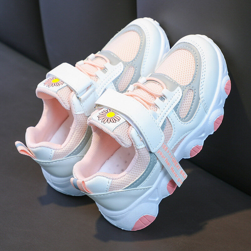 Спортивная обувь для девочек, дышащие сетчатые кроссовки, легкие, для папы, повседневная обувь для больших детей