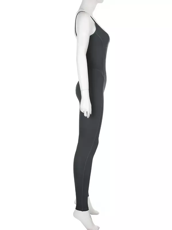 Mono deportivo de retales para mujer, peto de 2 piezas falso, Sexy, ajustado, con cuello redondo, sin mangas, moda de otoño y primavera, 2024