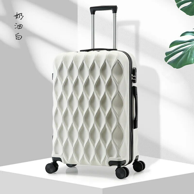 PLUENLI Fashion koper bagasi sarang burung, koper kata sandi gaya Korea untuk bepergian, troli kulit roda Universal