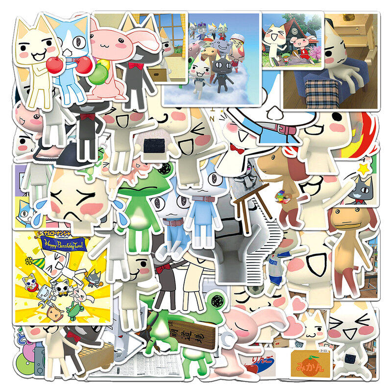 10/30/50 buah lucu Anime Toro Inoue kucing stiker DIY botol air Buku Harian gitar Kawaii kartun stiker tahan air untuk anak-anak
