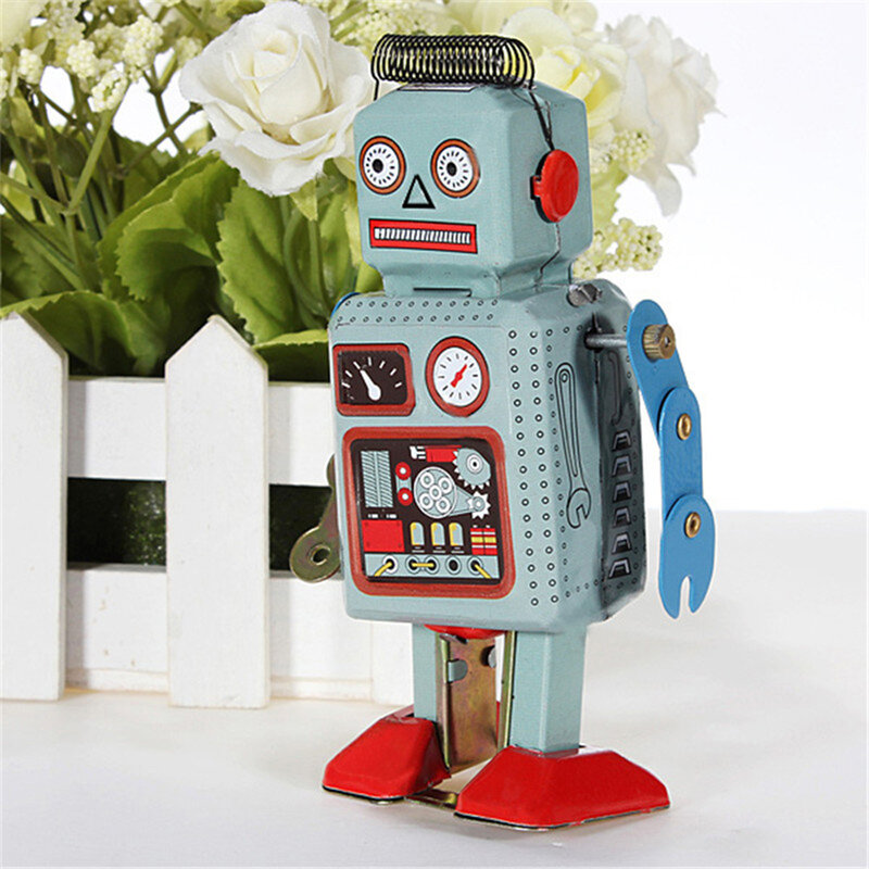 Orologio meccanico Vintage Wind Up Toys Walking Radar Robot Tin Toys for boy