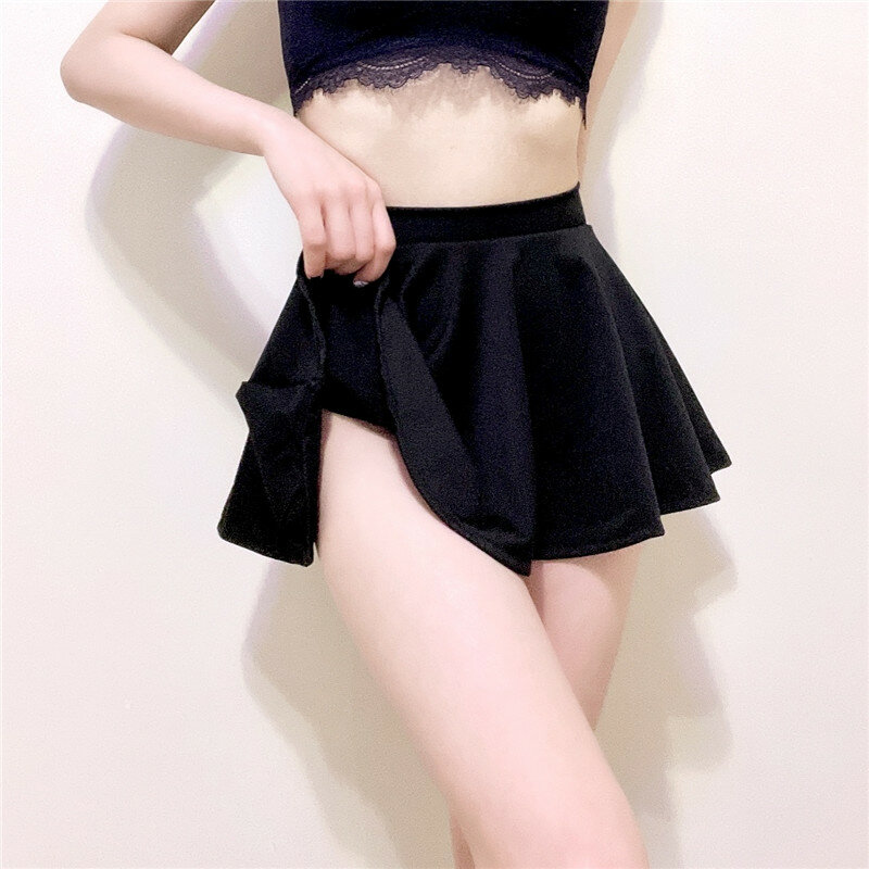 FREEAUCE-Mini saia plissada para mulheres, cintura alta, preto e branco, saia curta, mini saia para meninas, roupas esportivas