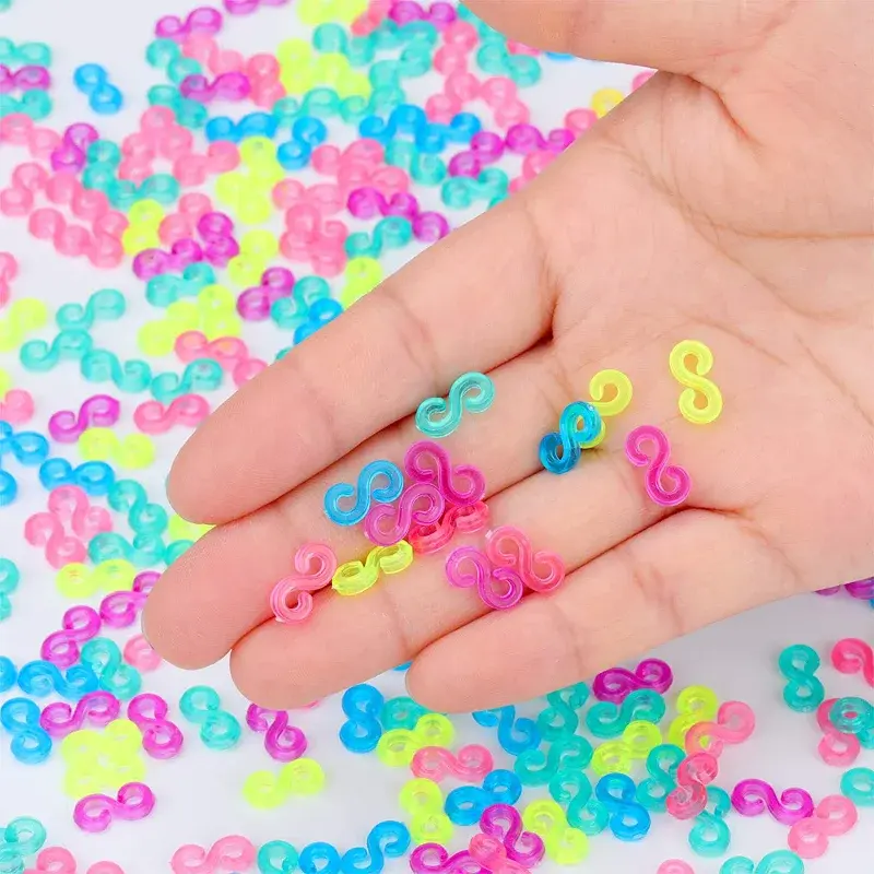 500/100 szt. Akrylowe klipsy S krosno gumka klipsy plastikowe biżuteria łączniki do naszyjnika bransoletka dzięki kolorowym zapiętym wkładom