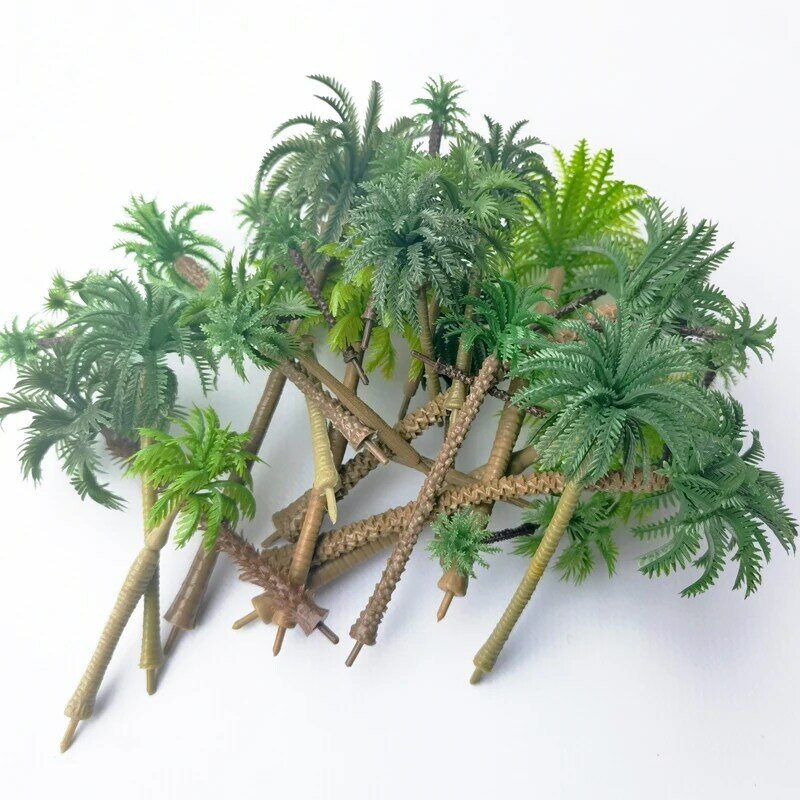 Mini Diorama-modelo de palmera de coco mezclado, 5-20 piezas, 4-17cm, playa, paisaje costero, diseño de tren, paisaje de ferrocarril, Diy