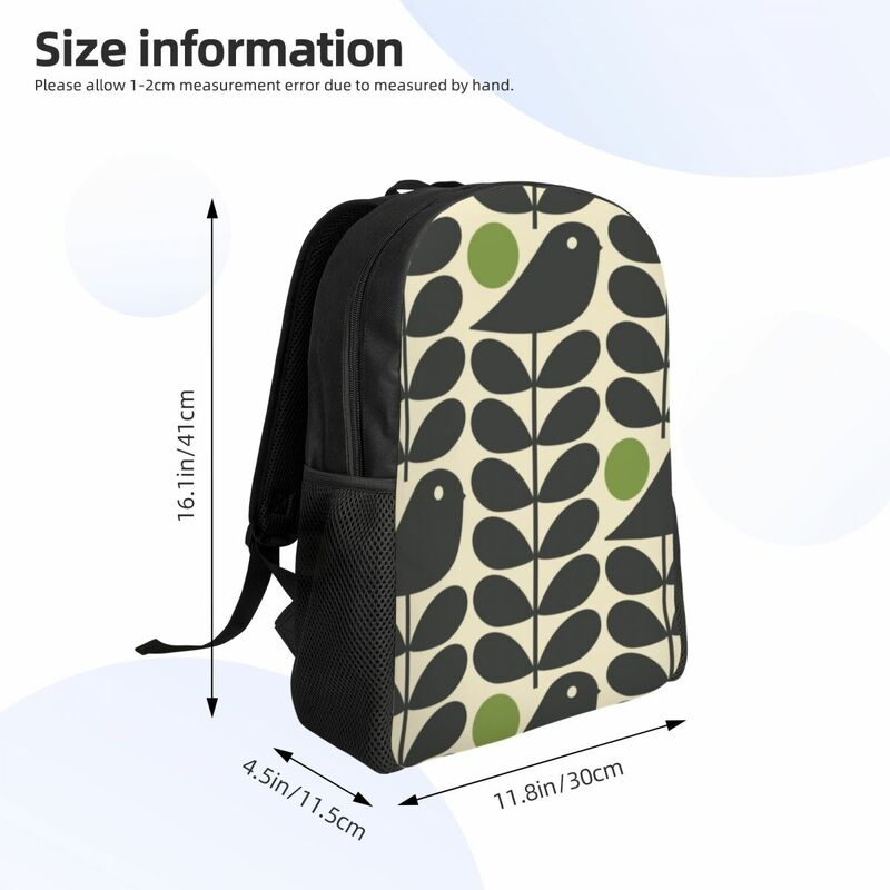 Orla Kiely-mochila de viaje de Color oscuro para ordenador portátil, bolsa de libros escolar, Scandi de flores escandinavas, bolsas de día Retro para estudiantes universitarios