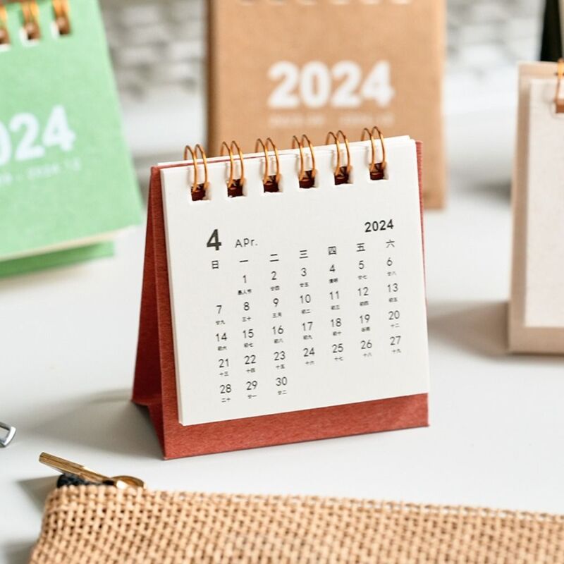 New 2024 Desktop Calendar Agenda Organizer Schedule Planner Mini Desk Calendar Standing Flip Calendar School Office Supply