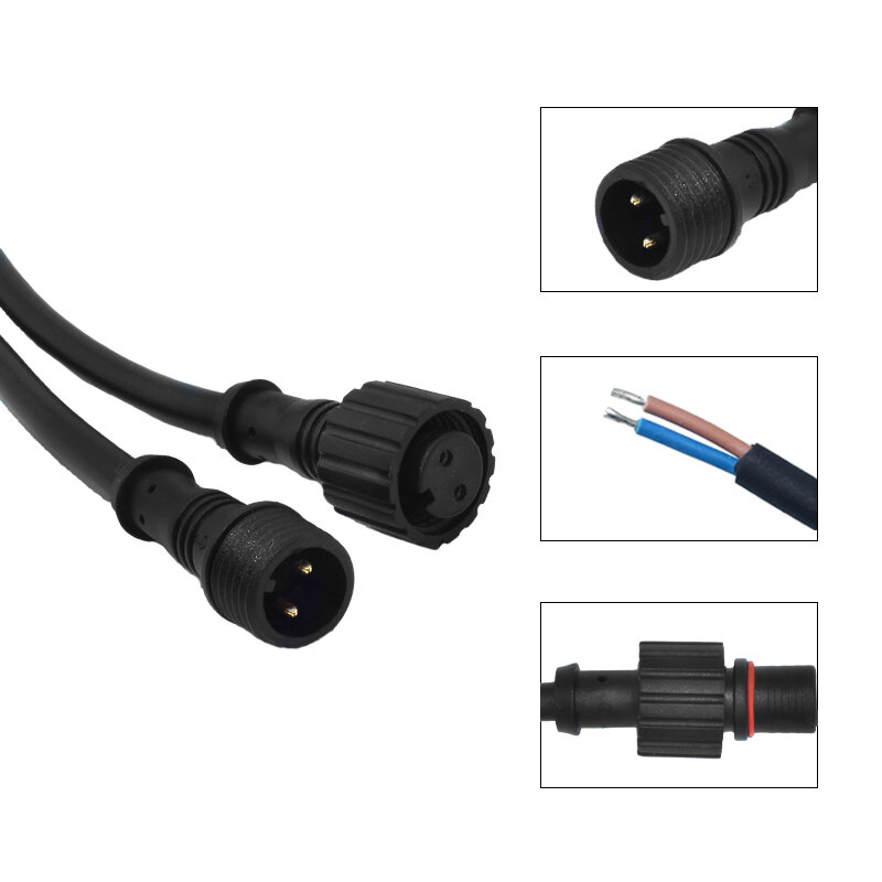 Водонепроницаемый кабель YXY M12/M14/M16, штекер-гнездо, 2 контакта, 3 контакта, стандарт IP68, 20/22 см