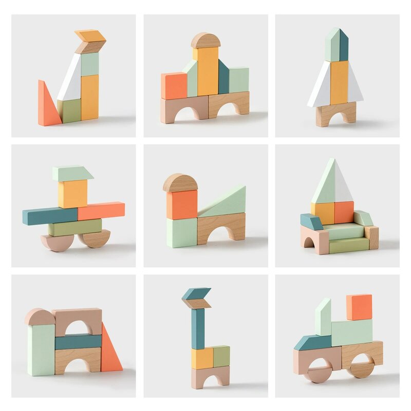 Деревянные детские ходунки со строительными блоками, игрушки для детей, которые любят ходить