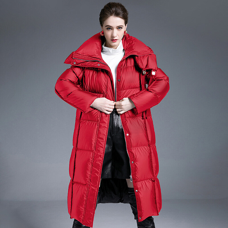 여성용 화이트 덕 다운 재킷, 두꺼운 보온성, 루즈핏 패션 재킷, 겨울 신상 스타일