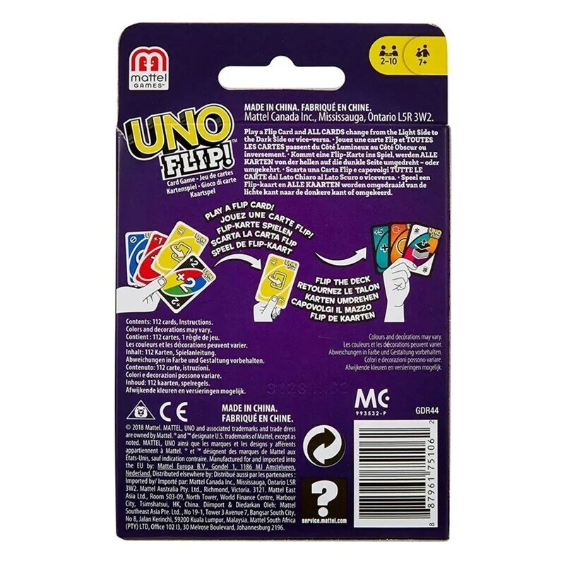Mattel Uno Flip! Games Familie Grappig Entertainment Bordspel Leuk Speelkaarten Kinderen Speelgoed Geschenkdoos Uno Kaartspel Kinderen Speelgoed