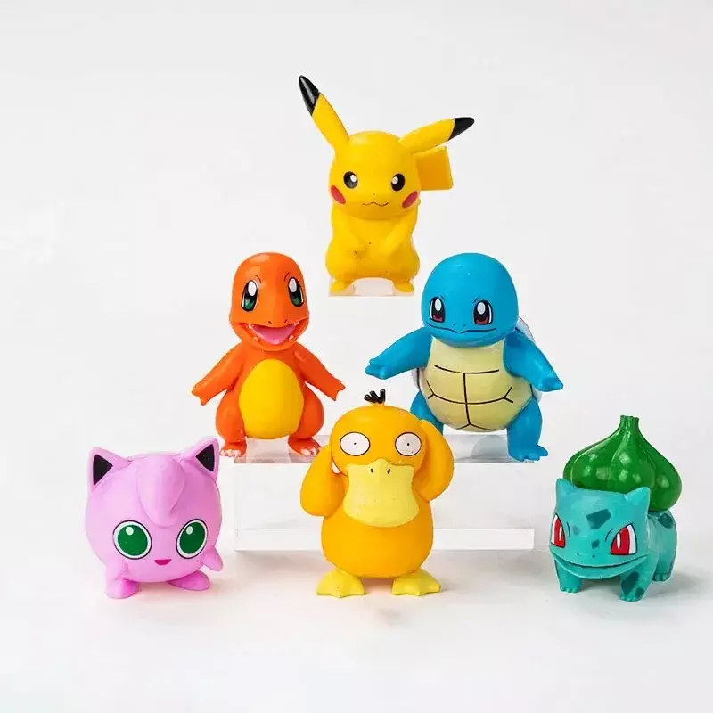 Hiasan atas kue Pokemon, 13 buah/set figur Anime Pikachu, perlengkapan dekorasi kue Pokemon, ornamen hadiah anak-anak