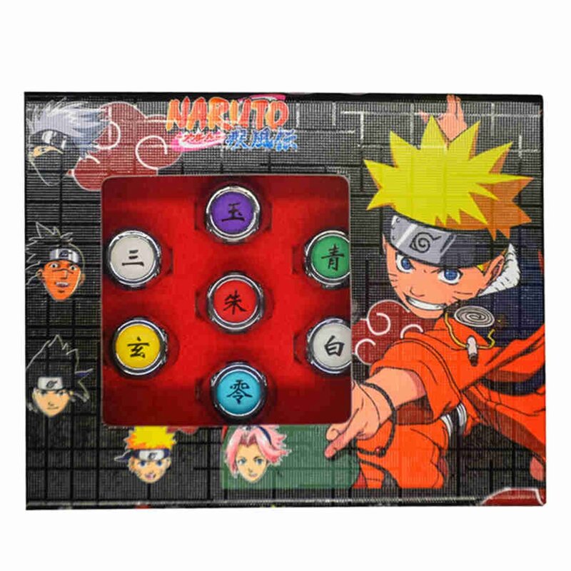 10 buah/set Anime Naruto cincin logam kartun Akatsuki Itachi Aksesori Cosplay properti perhiasan anak laki-laki hadiah mainan tokoh aksi anak-anak