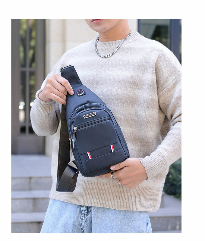 Men Chest Bag Fashion Mens Small Chest Polyester Shoulder Bag Trend Leisure Crossbody Bag Multifunctional Outdoor Sports Portabl