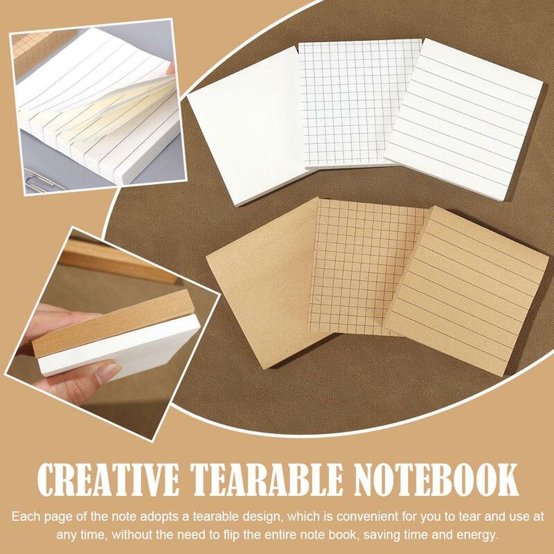 80 Sheets Simplicity Kraft Paper Memo Pad Tearable Notes Student Sticky Self-adhesive School Office Stationery Supplies A6Z0