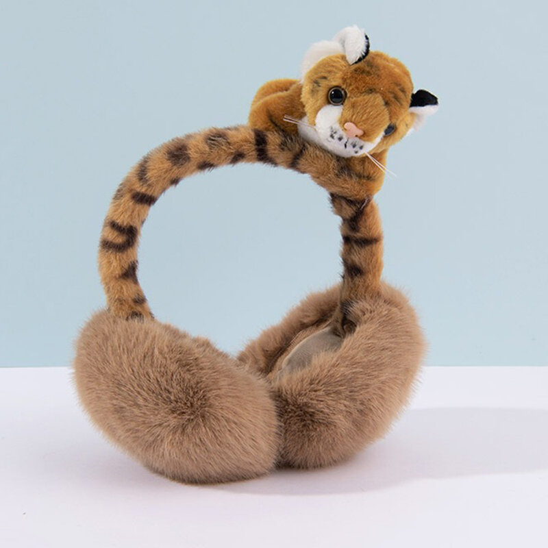 Cartoon Tiger Foldable Plush Earmuff para crianças, capa de ouvido unissex, bicho de pelúcia, macio e quente, unissex, proteção contra frio, fofo, inverno