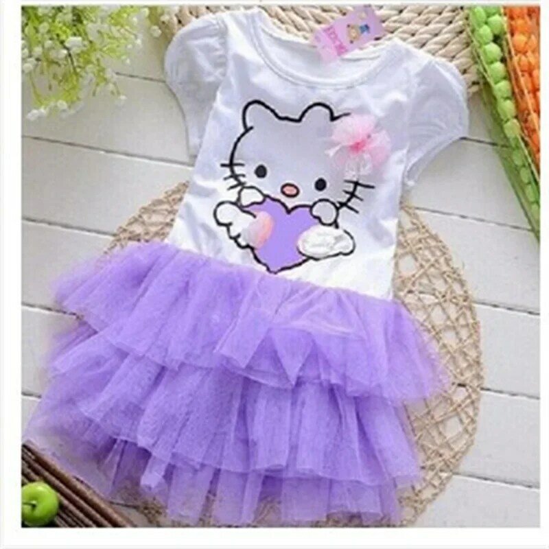 Kawaii sanrio hello kitty Mädchen Kleid Sommer Kinder Geburtstag Rollenspiel Kostüm Prinzessin Kleid Mädchen Geburtstags geschenk