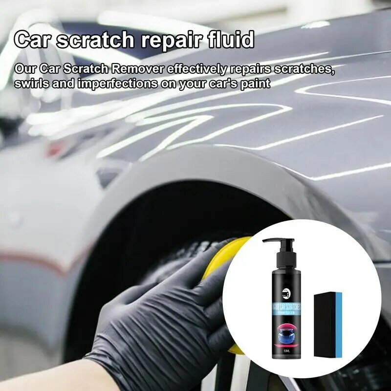 Dissolvant liquide anti-rayures pour voiture, 60ml, haute protection, polissage, avec éponge, haute brillance