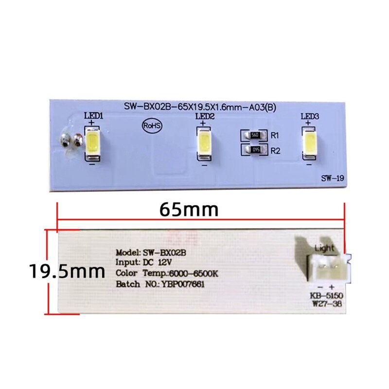 Bilah Strip LED pengganti lampu kulkas, untuk suku cadang Freezer Electrolux 1 buah