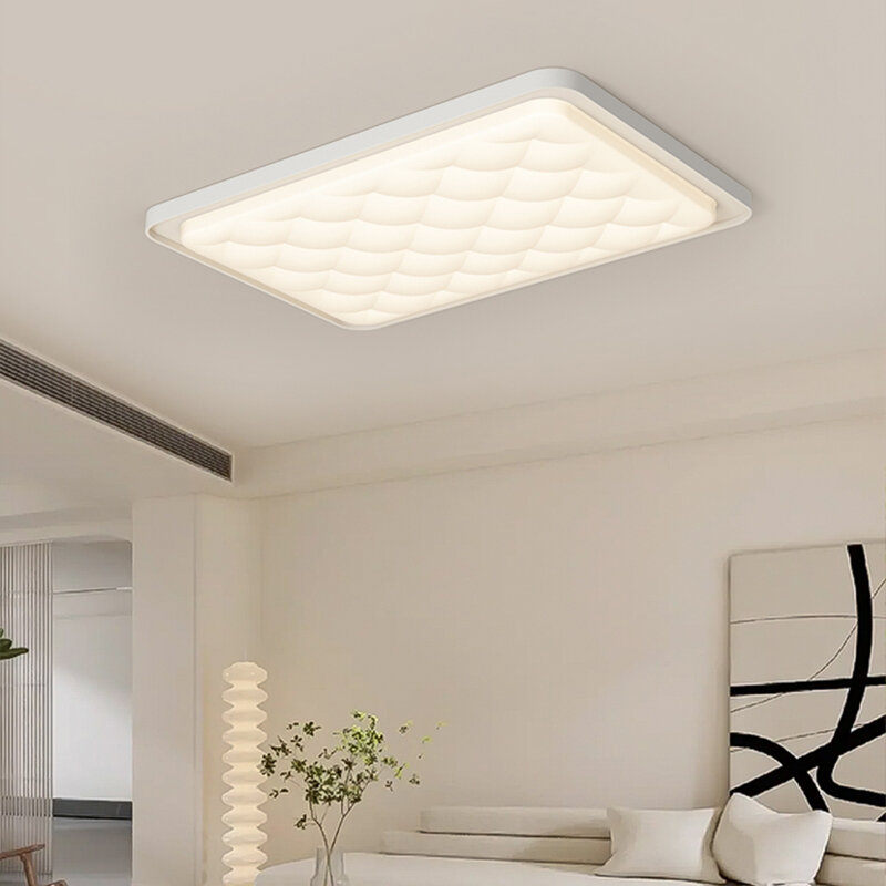 모던 침실 천장 조명, 초박형 LED 직사각형 크림 스타일, 거실 램프 조합, 전체 스펙트럼 천장 램프, 흰색