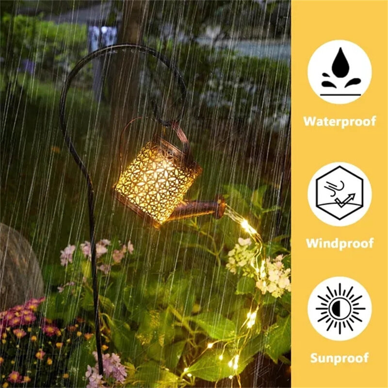 Lampe de douche étoile en fer forgé creux, arrosoir solaire, lumière dégradée, décoration de jardin, douche et pelouse légère, décorations de cour