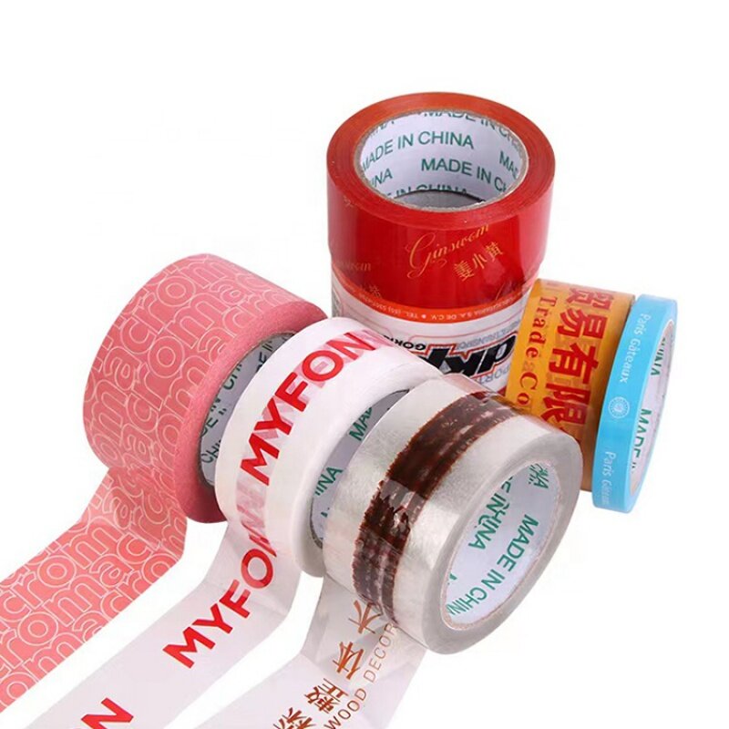 Bancs de boîte d'emballage transparente colorée BOPP, impression de logo personnalisé symétrique, ruban adhésif personnalisé