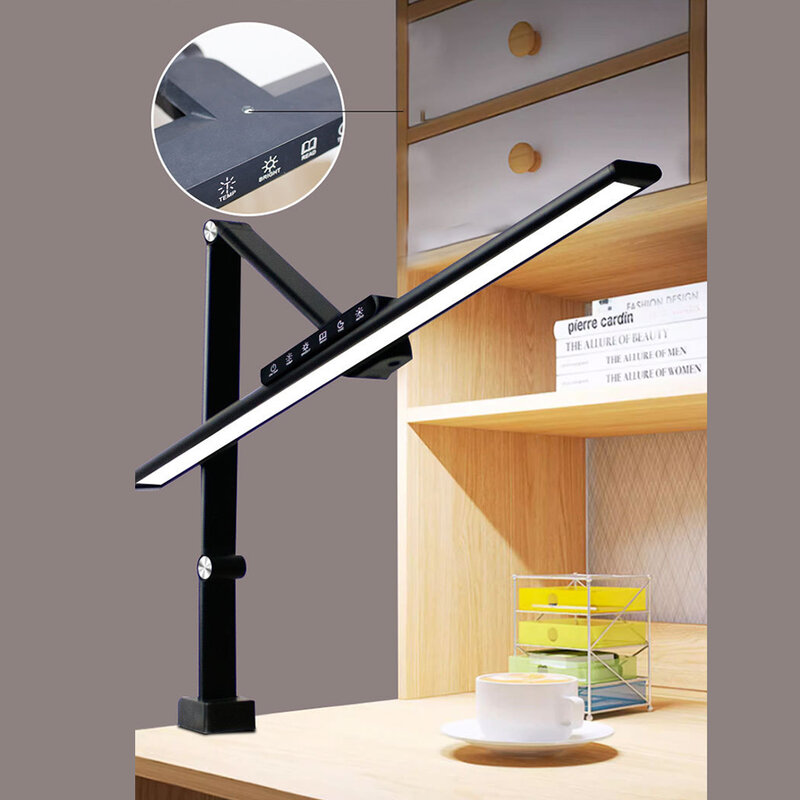 Lámpara LED de escritorio con abrazadera, 5 modos de Color, niveles de brillo, recargable, regulable, lámpara de mesa para el cuidado de los ojos, lámparas de escritorio de Architect