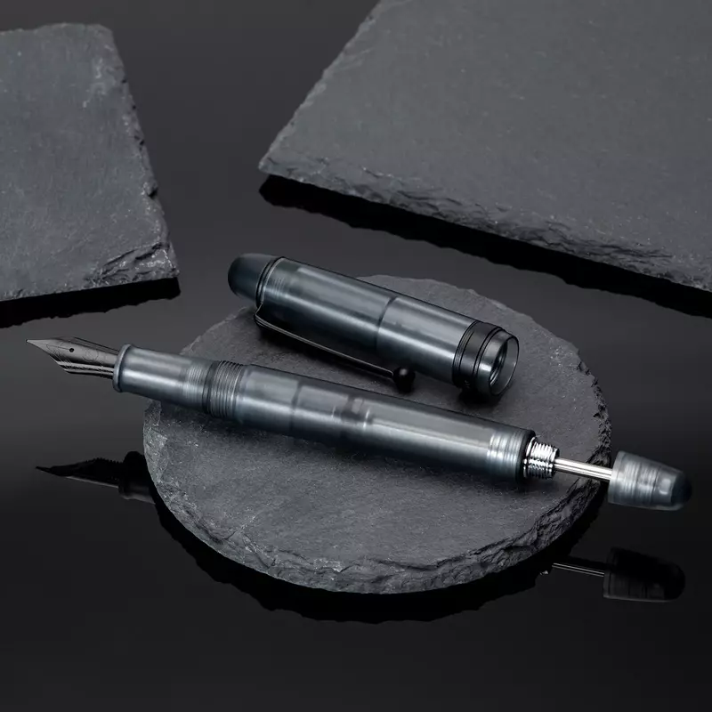 Asvine V126 Vacuum Filling Fountain Pen EF/F/M Nib, Beautiful Transparent Brown/ Matte Blue, White Acrylic Writing Gift Set