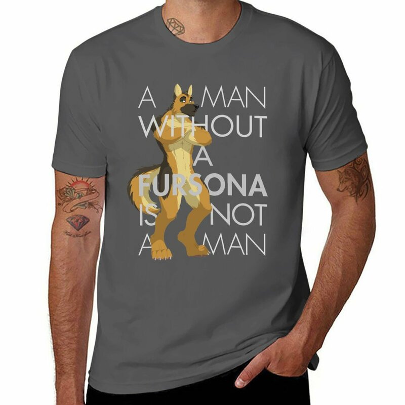 A Man Without A Fursona Is Not A Man T-Shirt blanks summer top Short sleeve tee men