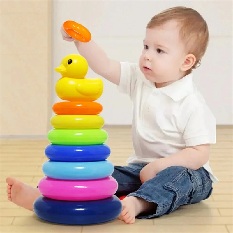 Montesori menara pelangi susun mainan balita warna Kognisi Permainan bersarang mainan bayi keterampilan Motor halus mainan edukasi untuk bayi