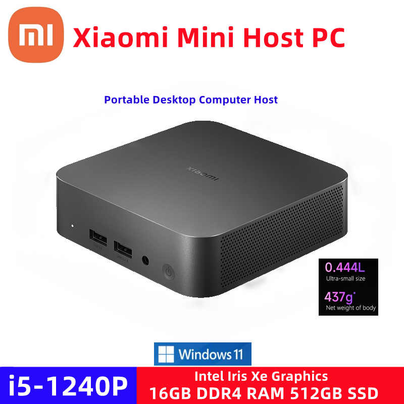 Xiaomi Mini Host PC Desktop Computer I5-1240P Intel NUC 16GB DDR4 RAM 512GB SSD HDMI 2,1 Windows 11 kleine Größe Tragbare WiFi6