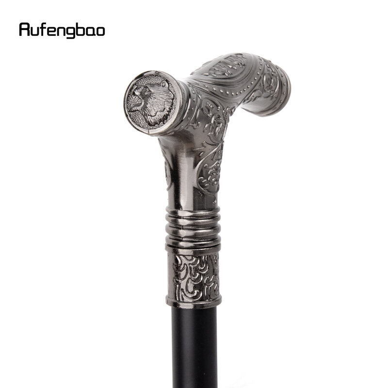 Silver Roaring Bear Head Flower  Single Joint Walking Stick Decorative Cospaly Party Fashionable Cane Halloween Crosier 93cm