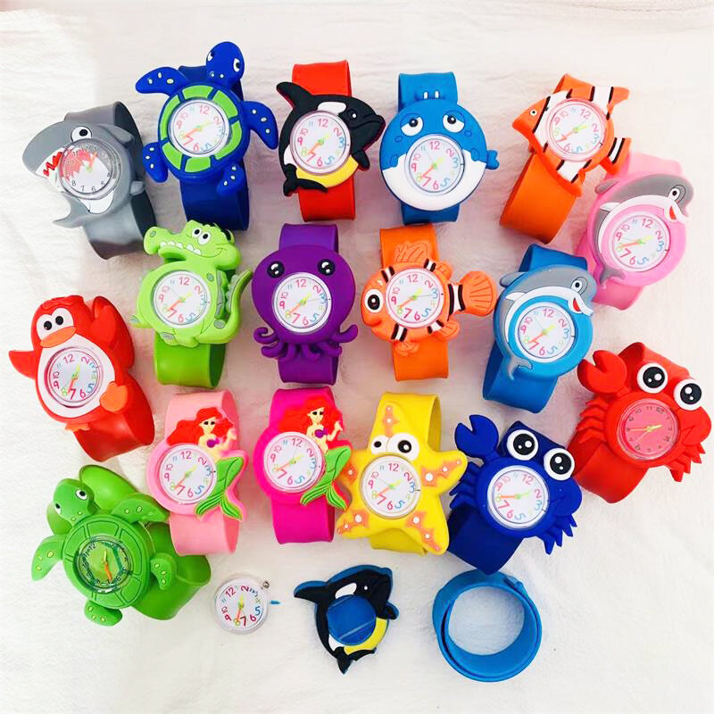 Relógios infantis de sereia para crianças, relógio com pulseira 3d de desenho animado para bebês, presentes de natal para meninos e meninas