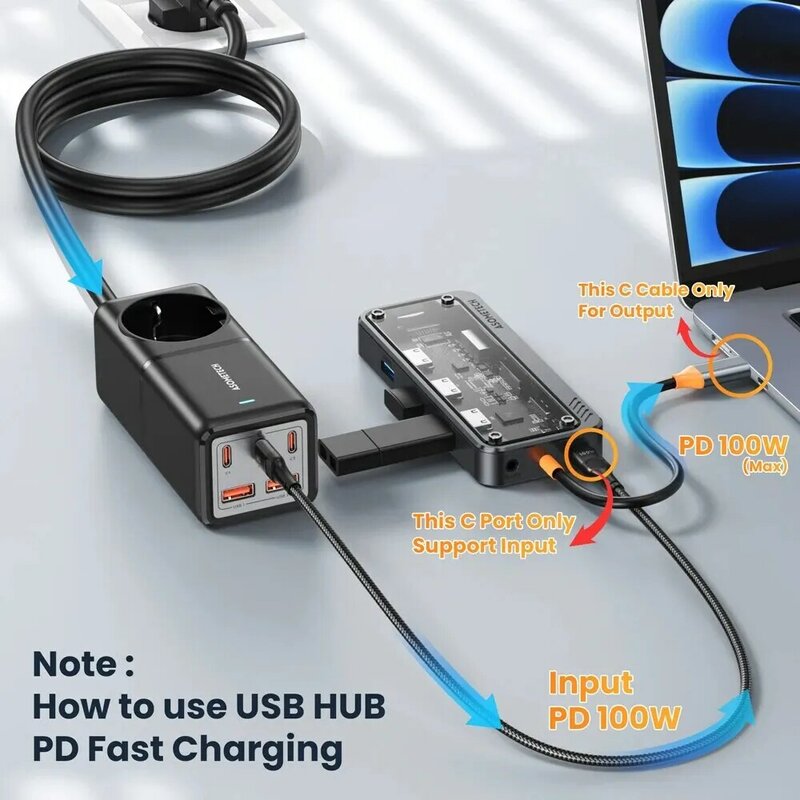 Station S6 airies USB C, 4K, 5 Go, Type C vers HDMI, Port Ethernet compatible RJ45, PD 100W, Adaptateur pour Macbook, airies USB 3.0, Ordinateur portable, Tablette